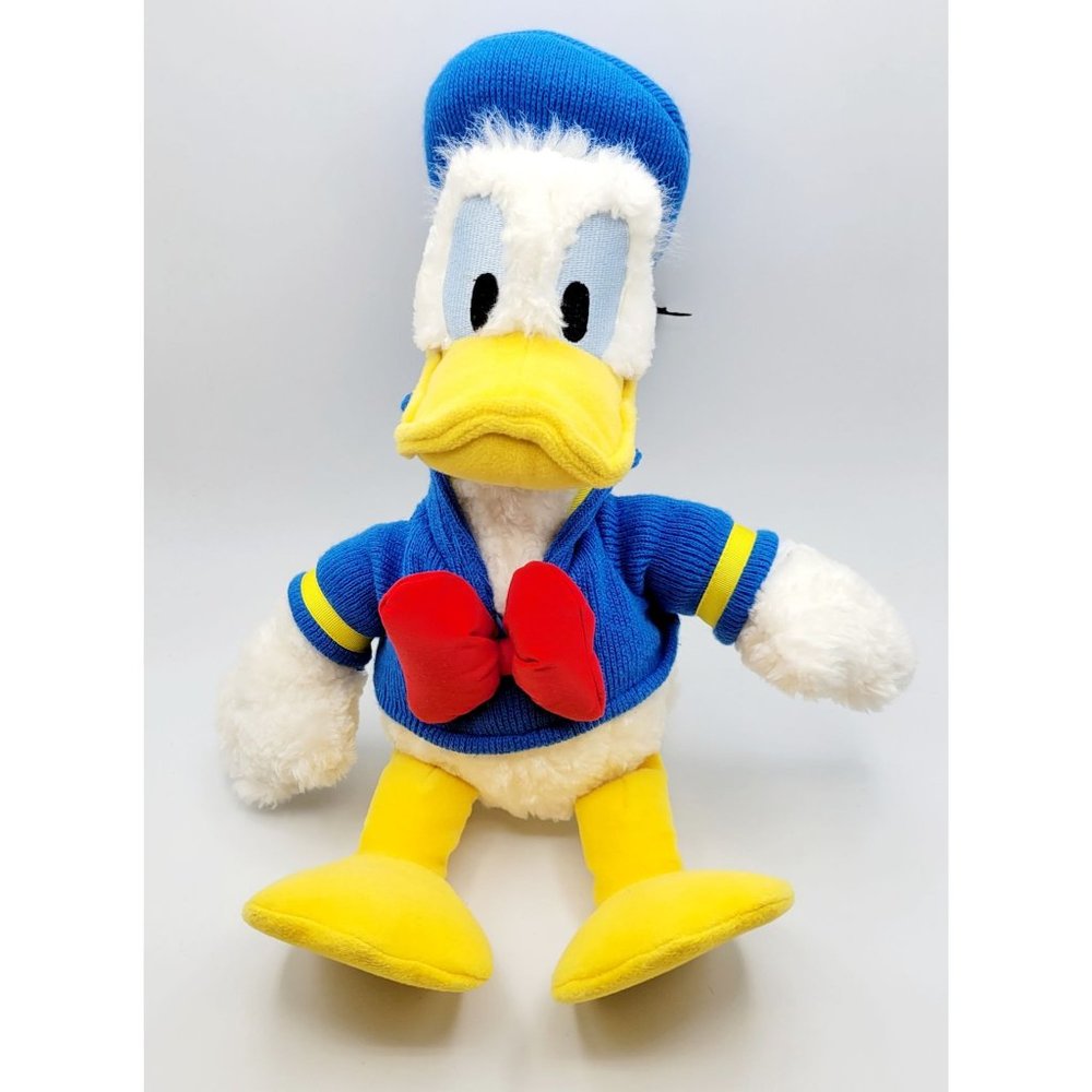 Disneyworld Donald Duck Stuffed Animal Fuzzy Plush Knit Blue Shirt & Hat 15"